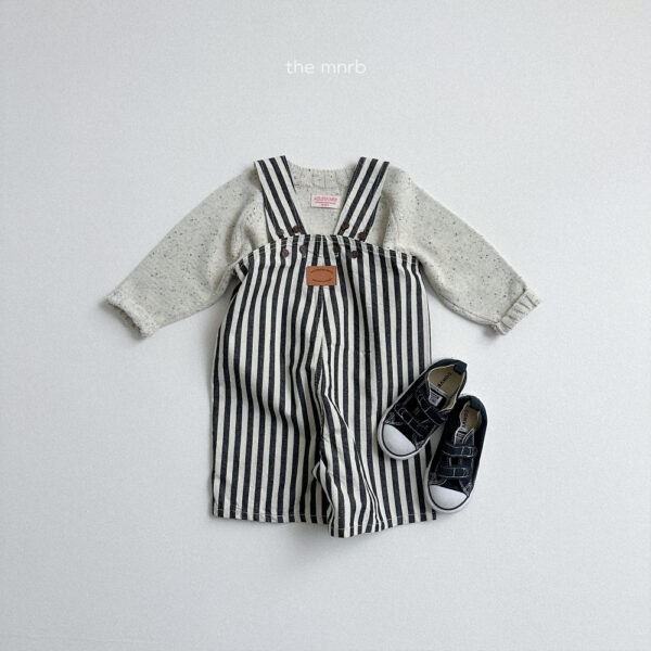 (預購)_Minirobe_秋 條紋前大口袋吊帶褲