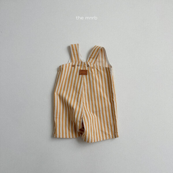 (預購)_Minirobe_秋 條紋前大口袋吊帶褲