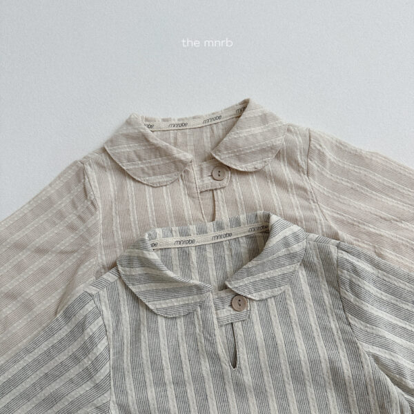 (預購)_Minirobe_秋 小圓領條紋氣質襯衫