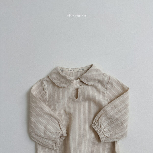 (預購)_Minirobe_秋 小圓領條紋氣質襯衫