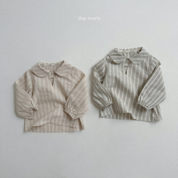 (預購)_Minirobe_秋 小圓領條紋氣質襯衫